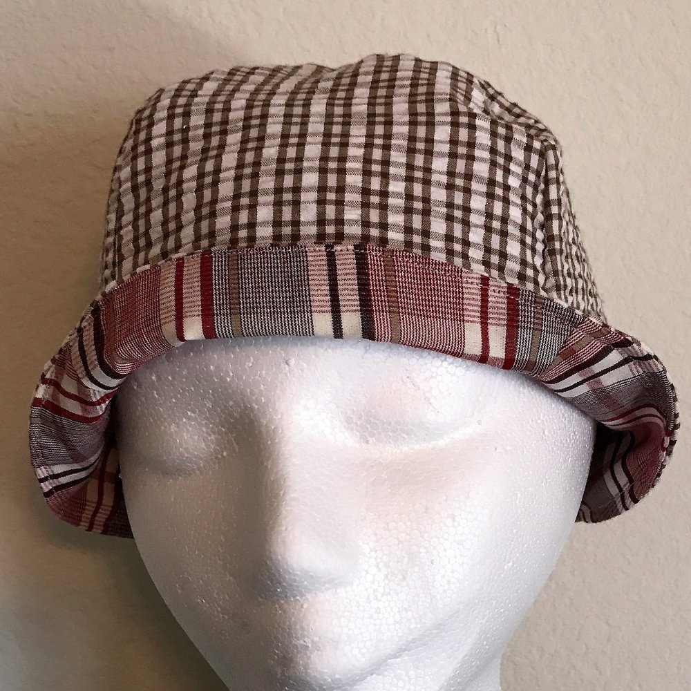 Little Boy's Handmade Brown and White Reversable Bucket Hat